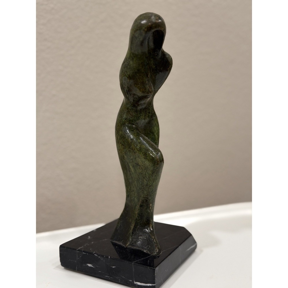 Maria Elena Delgado Modernist Abstract Bronze Female Figure Nude Sculpture 9"